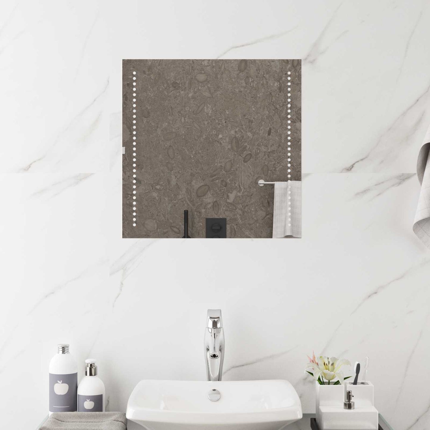 LED vonios veidrodis Skaidrus 50 x 50 cm grūdintas stiklas