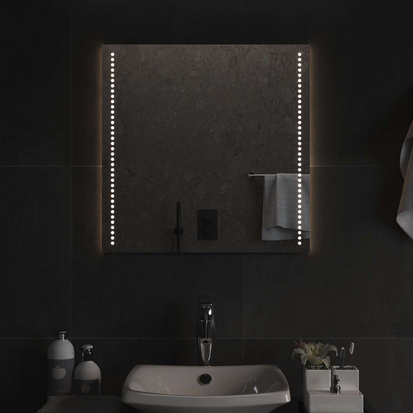 LED vonios veidrodis Skaidrus 60 x 60 cm grūdintas stiklas