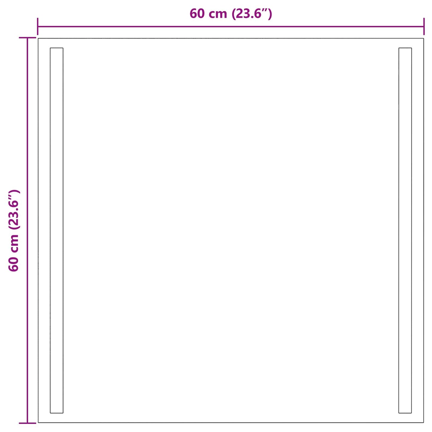LED vonios veidrodis Skaidrus 60 x 60 cm grūdintas stiklas