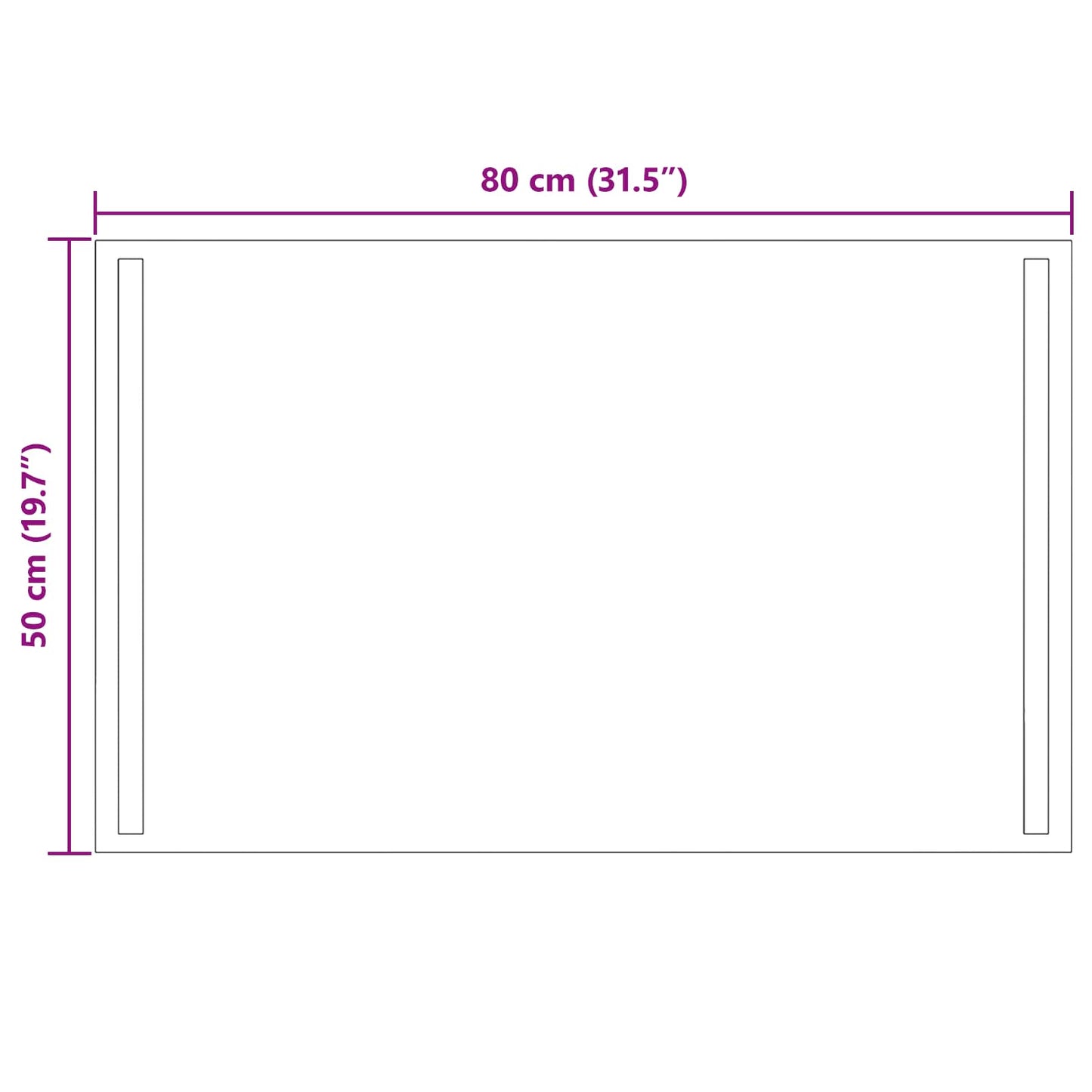 LED vonios veidrodis Skaidrus 80 x 50 cm grūdintas stiklas