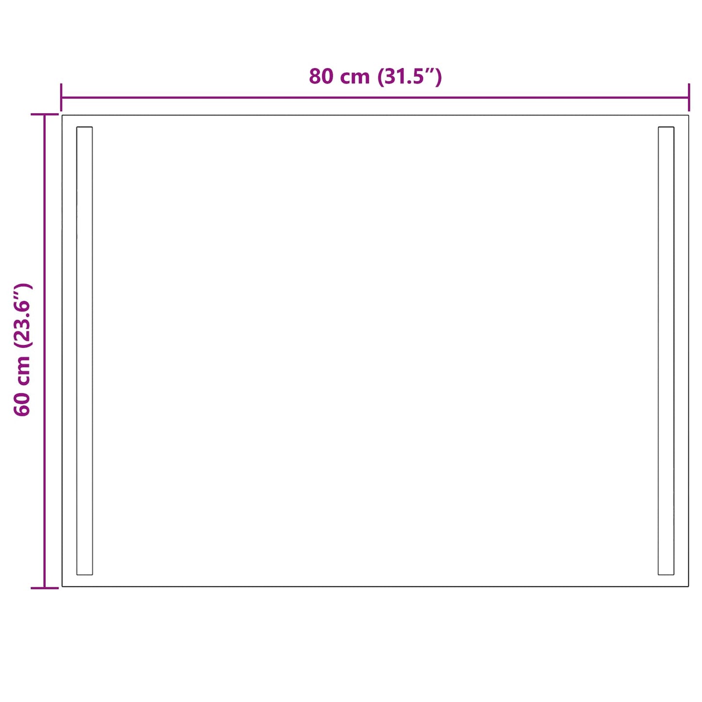 LED vonios veidrodis Skaidrus 80 x 60 cm grūdintas stiklas