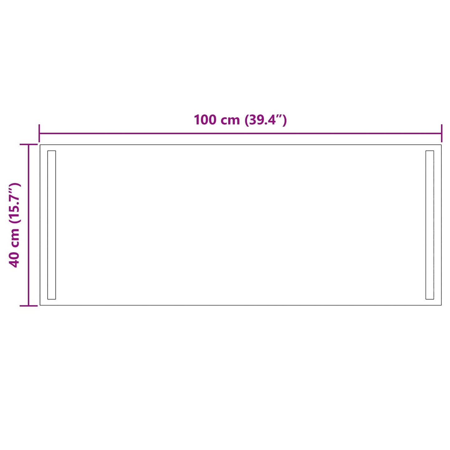 LED vonios veidrodis Skaidrus 100 x 40 cm grūdintas stiklas
