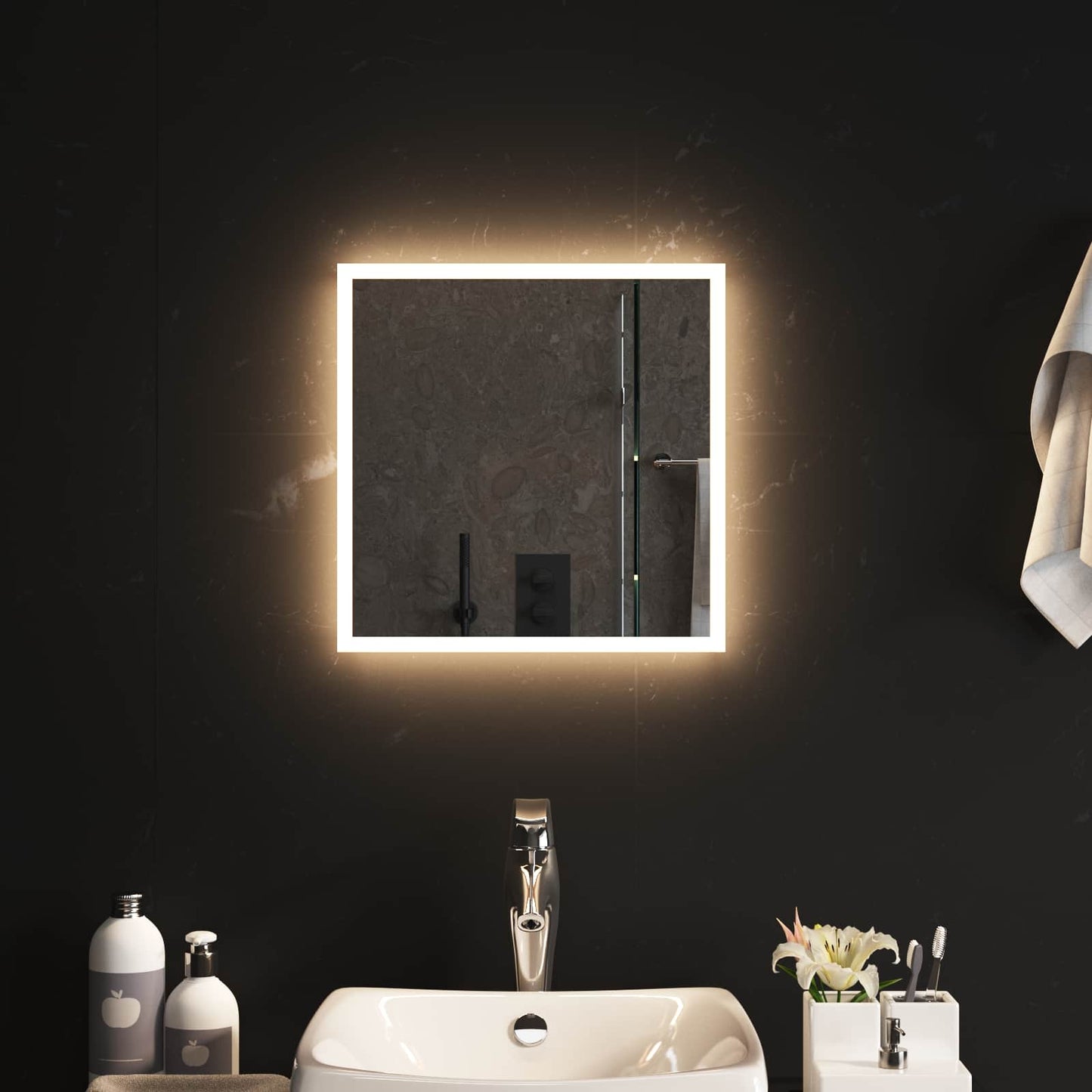 LED vonios veidrodis Skaidrus 40 x 40 cm grūdintas stiklas