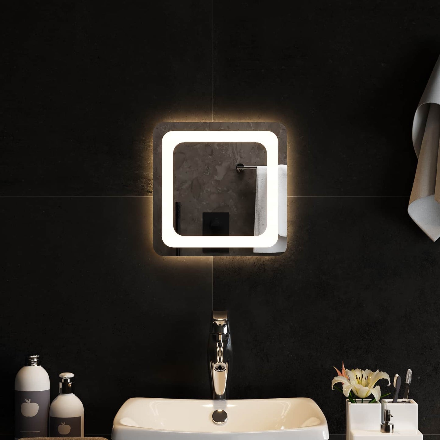 LED vonios veidrodis Skaidrus 30 x 30 cm grūdintas stiklas