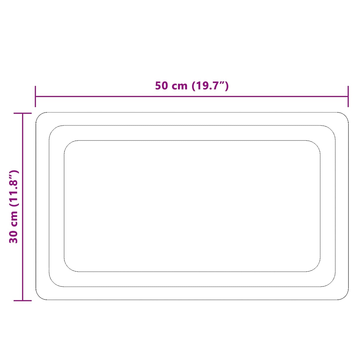 LED vonios veidrodis Skaidrus 50 x 30 cm grūdintas stiklas