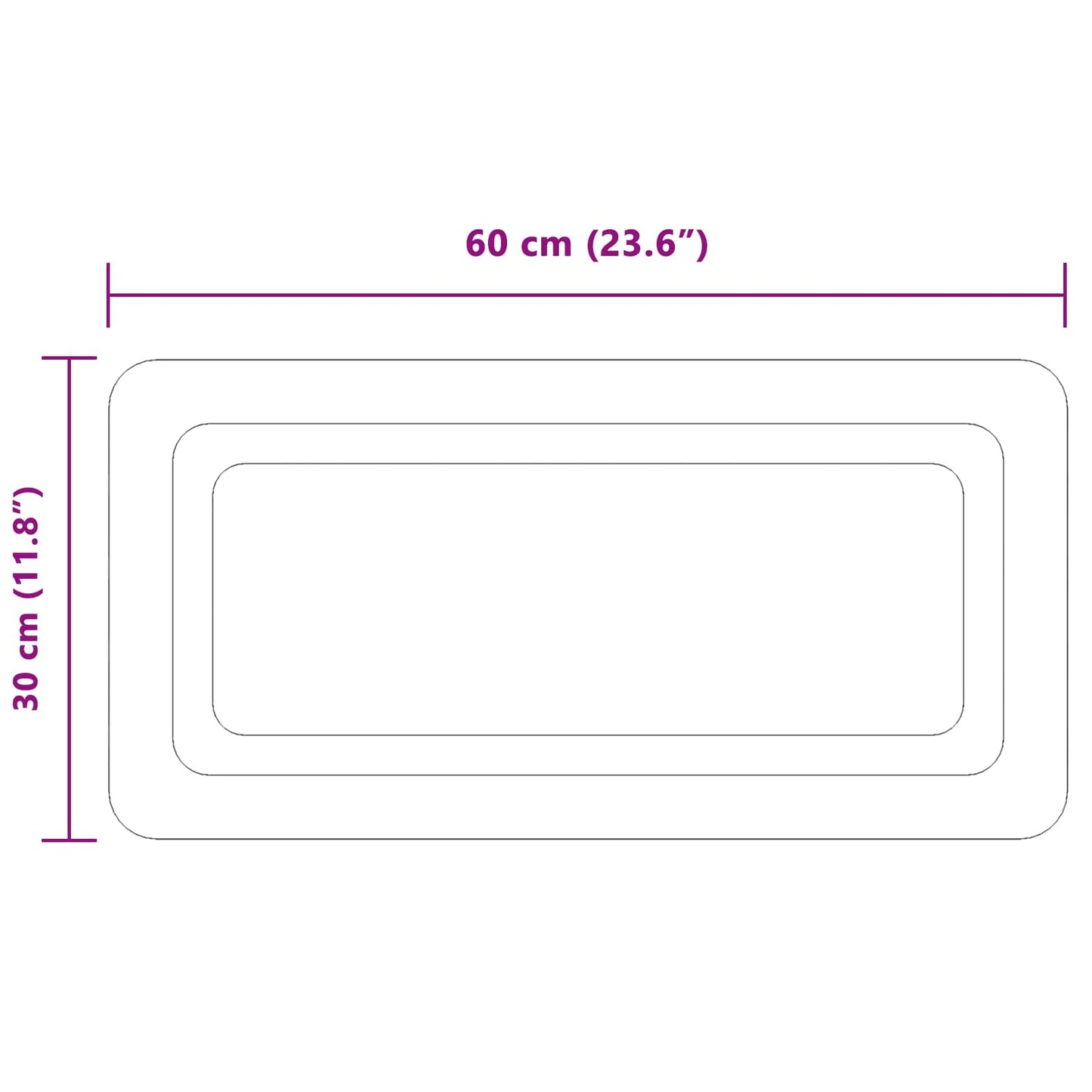 LED vonios veidrodis Skaidrus 60 x 30 cm grūdintas stiklas