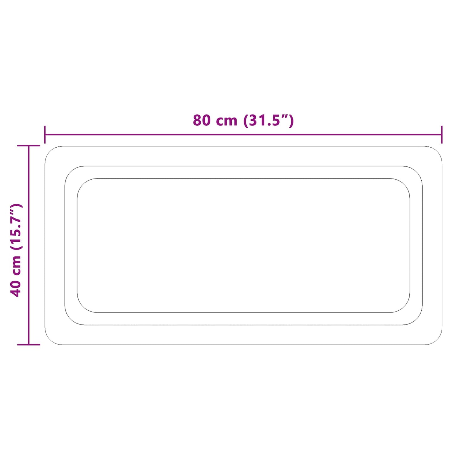 LED vonios veidrodis Skaidrus 80 x 40 cm grūdintas stiklas