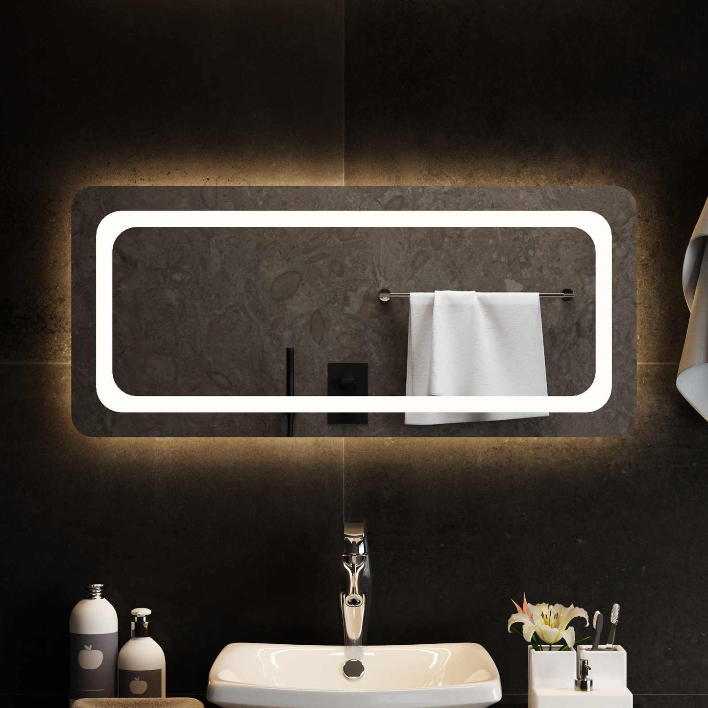LED vonios veidrodis Skaidrus 90 x 40 cm grūdintas stiklas