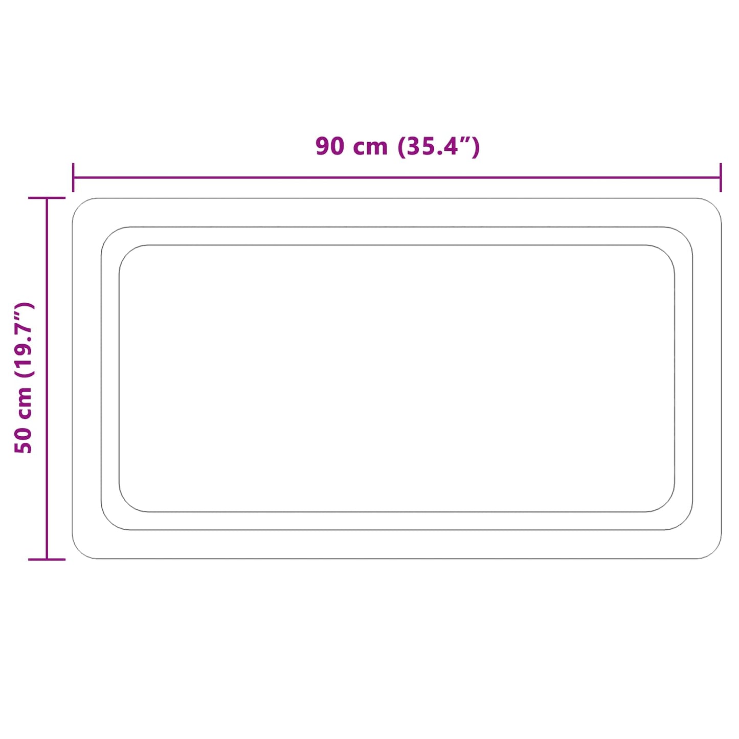 LED vonios veidrodis Skaidrus 90 x 50 cm grūdintas stiklas