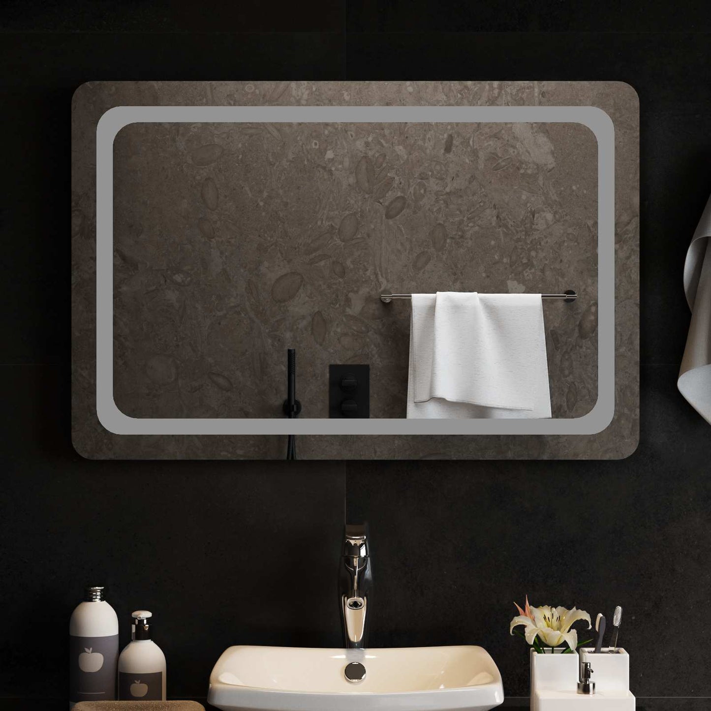 LED vonios veidrodis Skaidrus 90 x 60 cm grūdintas stiklas