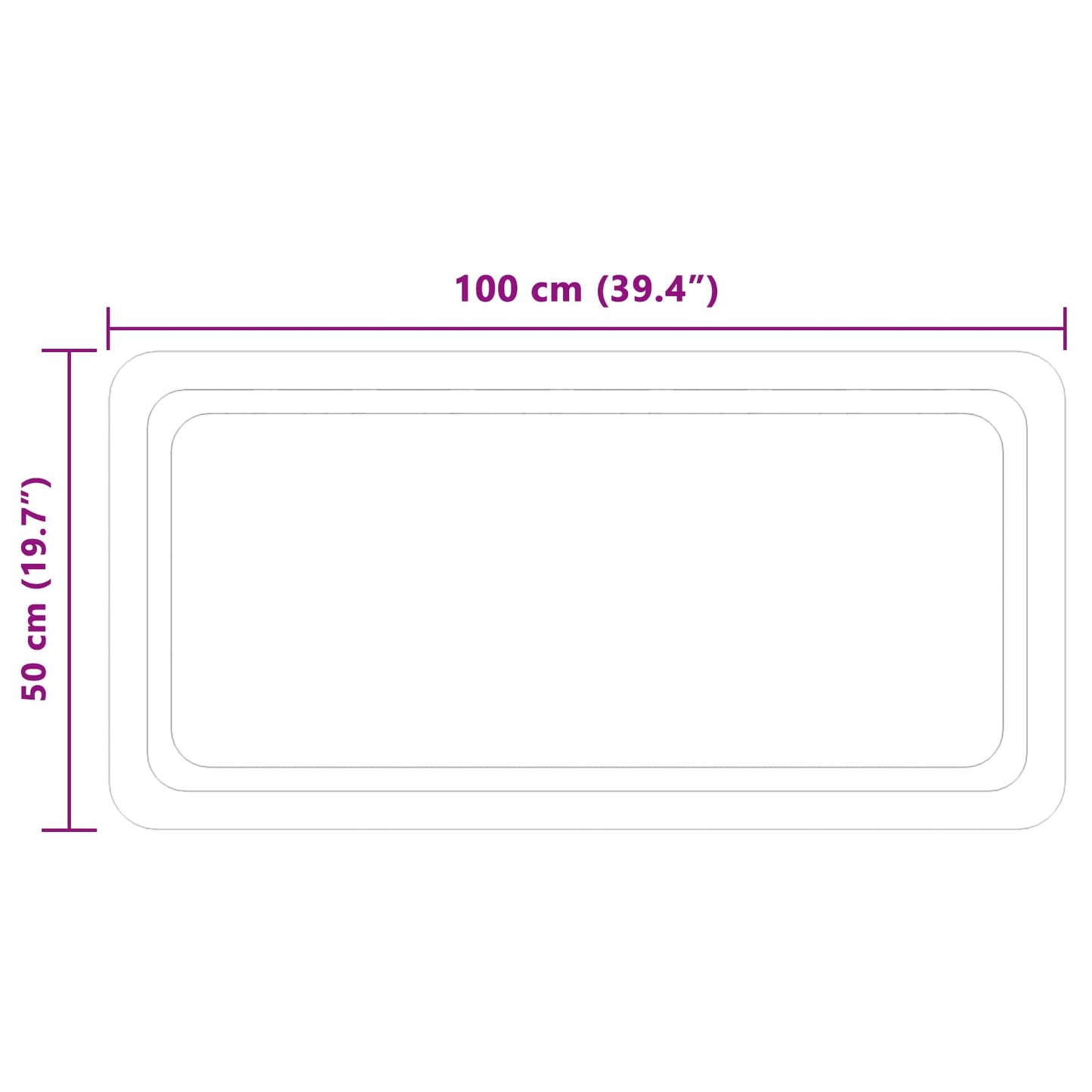 LED vonios veidrodis Skaidrus 100 x 50 cm grūdintas stiklas