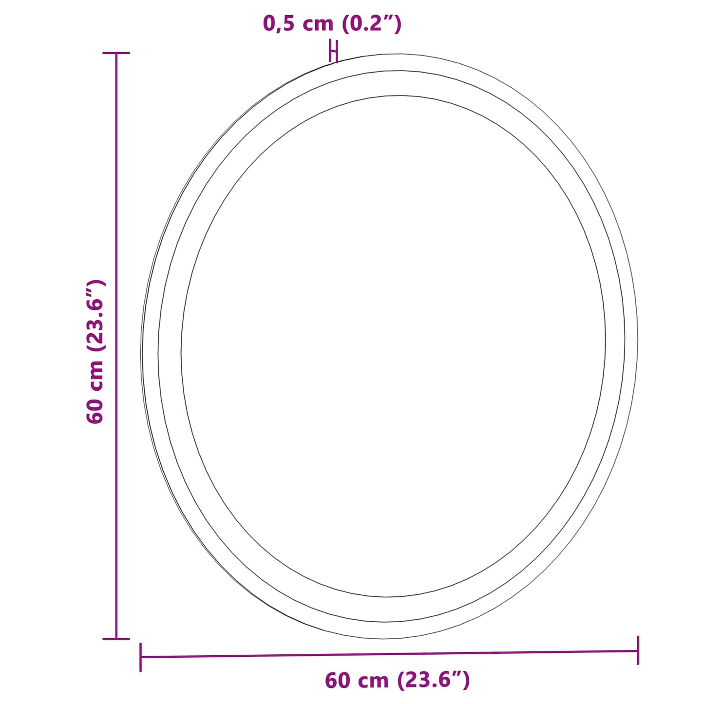 LED vonios veidrodis Skaidrus Ø 60 cm grūdintas stiklas