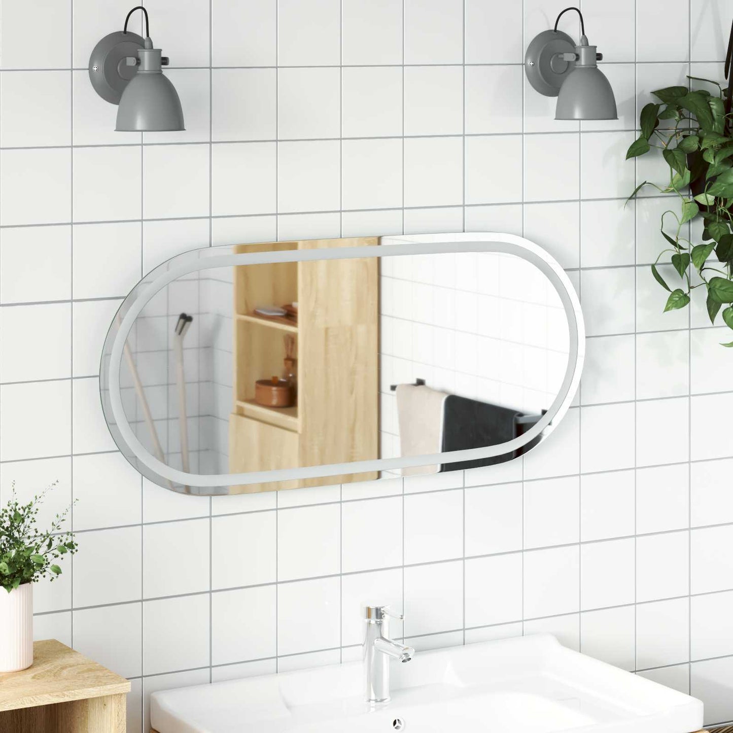 LED vonios veidrodis Skaidrus 100 x 45 cm grūdintas stiklas