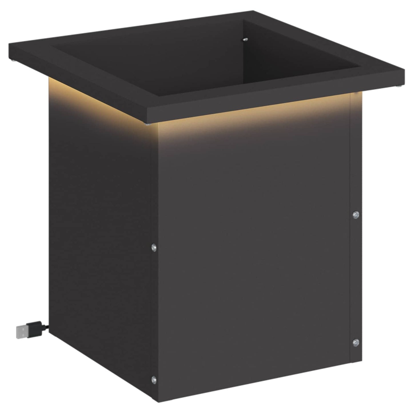 Sodo vazonas su LED Juoda 30 x 30 x 30 cm Plienas
