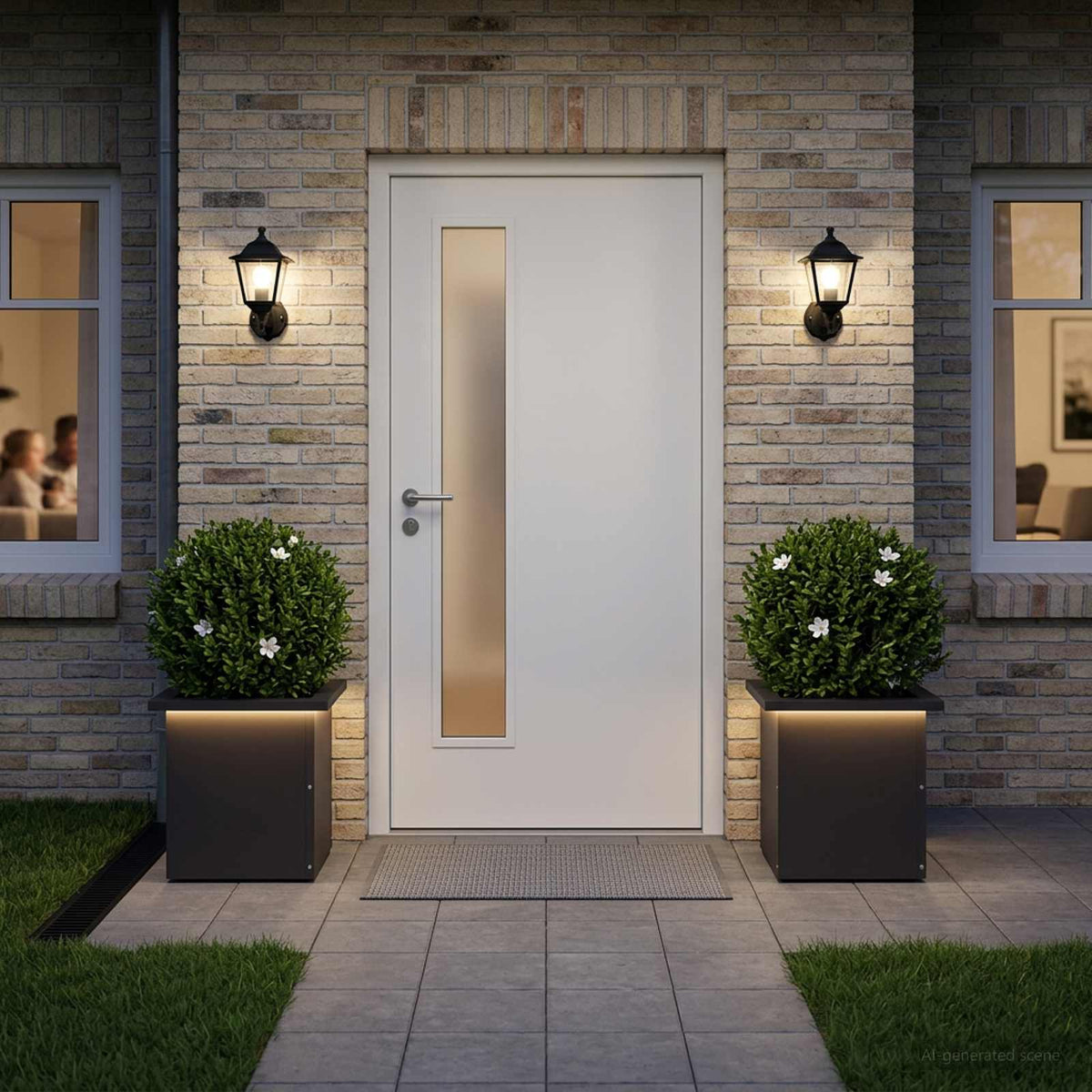 Sodo vazonas su LED 2 vnt. Juoda 30 x 30 x 30 cm Plienas