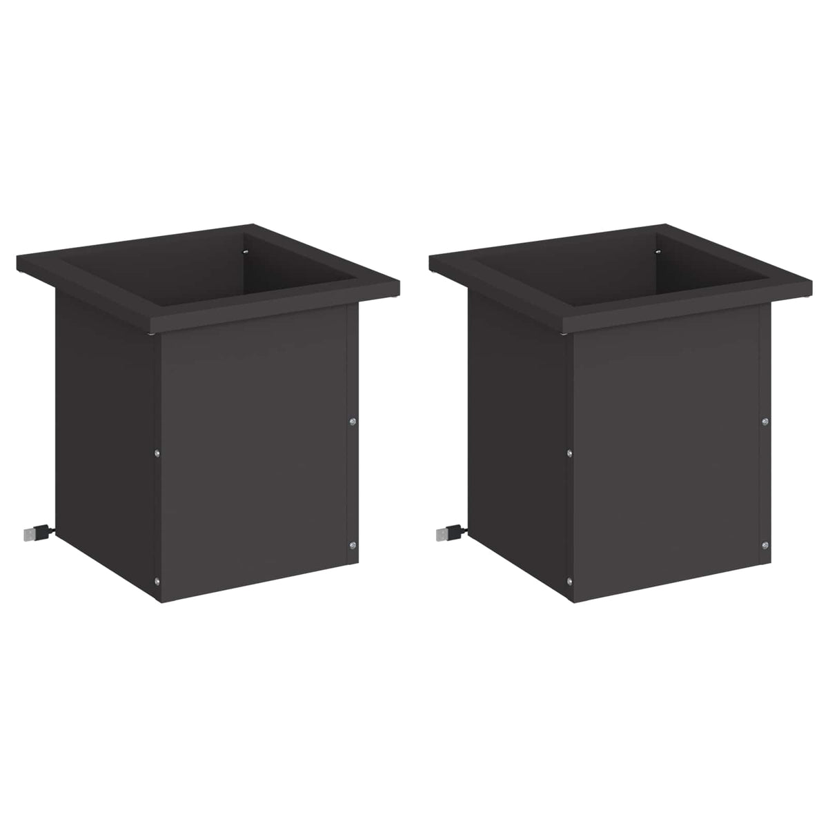 Sodo vazonas su LED 2 vnt. Juoda 30 x 30 x 30 cm Plienas