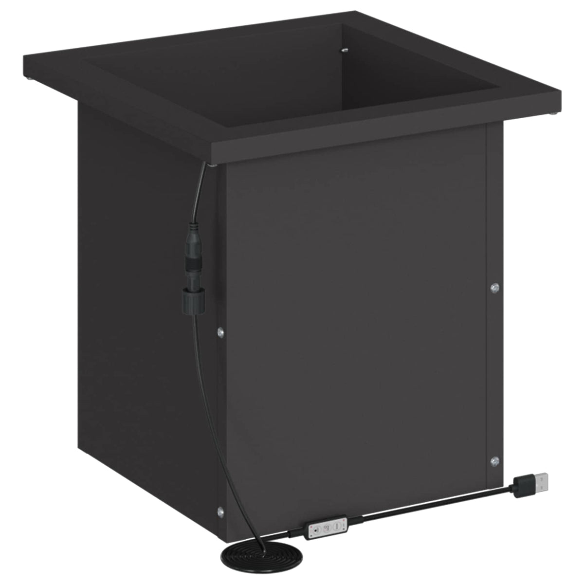 Sodo vazonas su LED 2 vnt. Juoda 30 x 30 x 30 cm Plienas