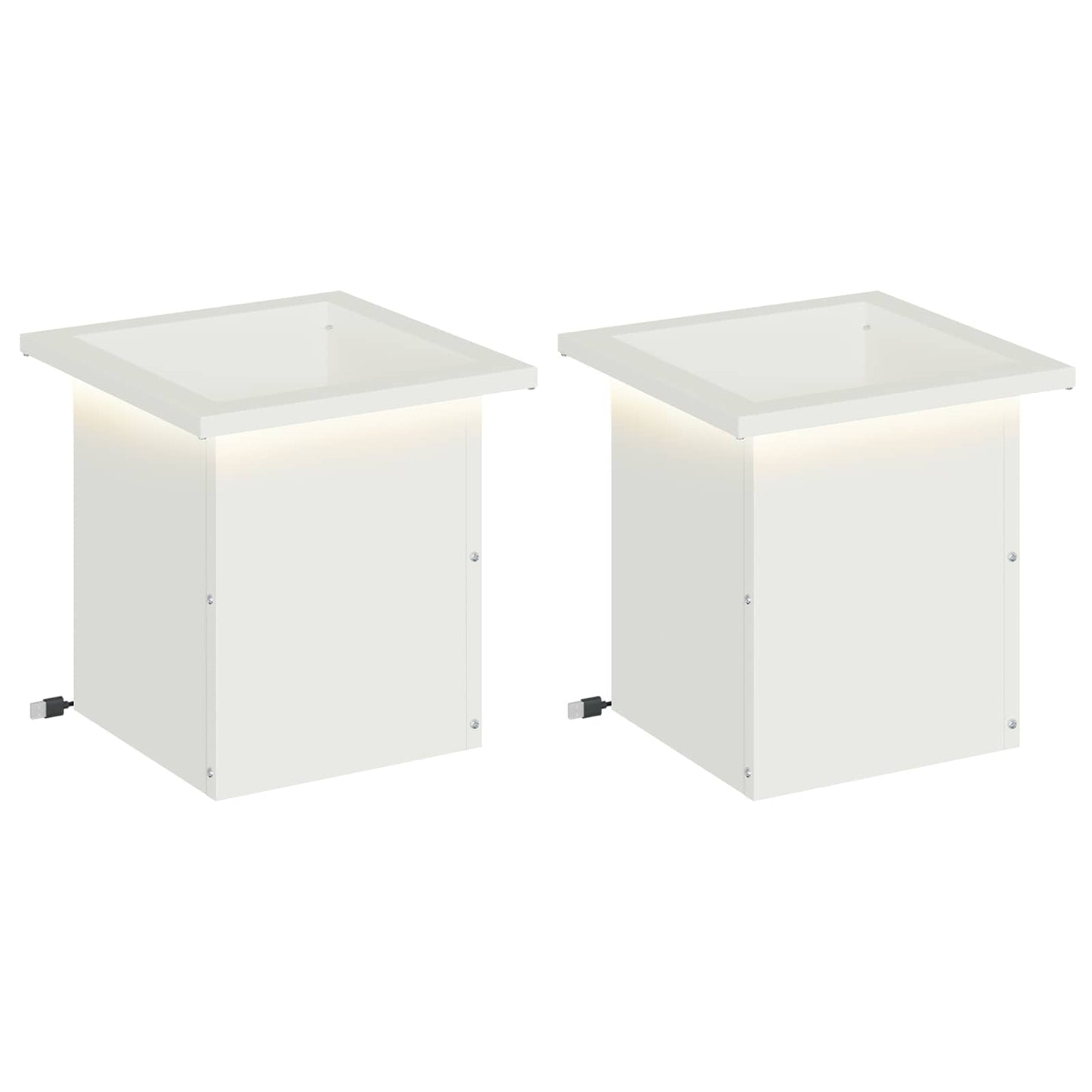 Sodo vazonas su LED 2 vnt. Balta 30 x 30 x 30 cm Plienas
