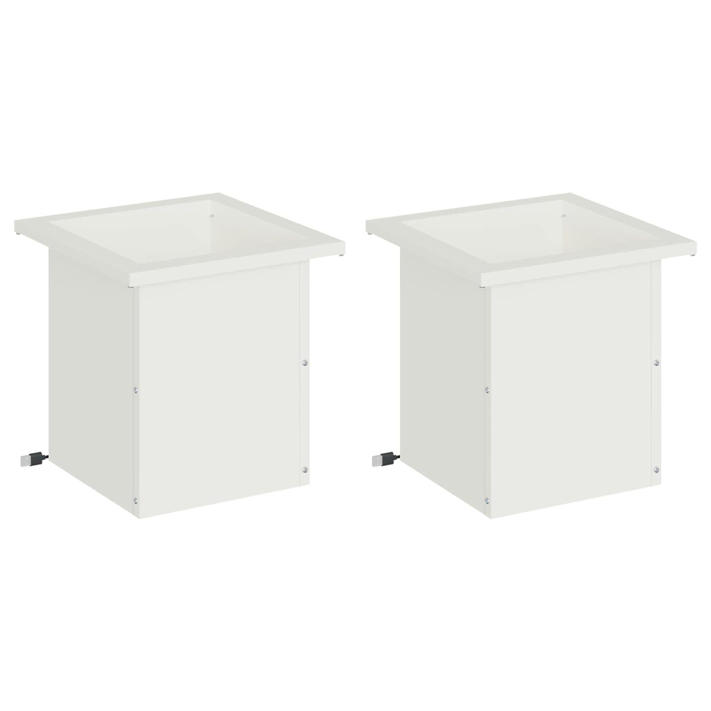 Sodo vazonas su LED 2 vnt. Balta 30 x 30 x 30 cm Plienas