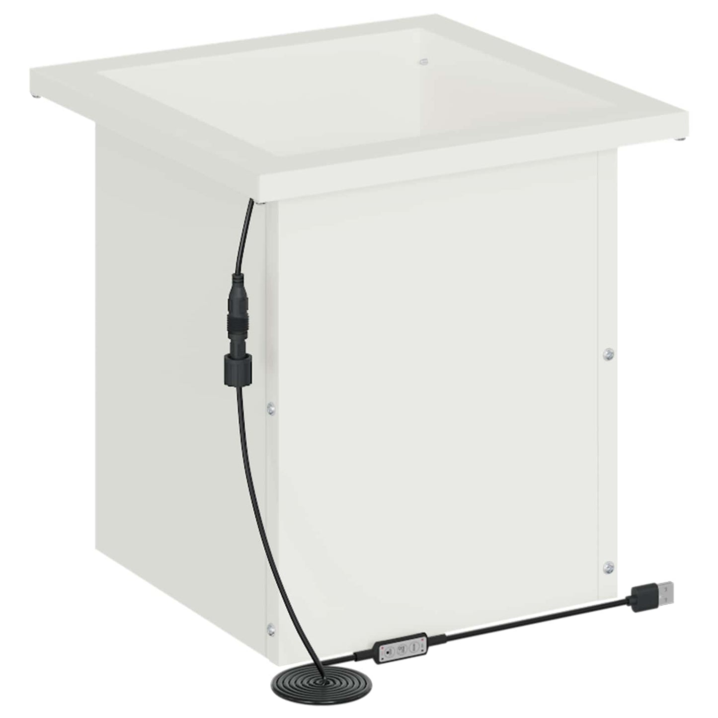 Sodo vazonas su LED 2 vnt. Balta 30 x 30 x 30 cm Plienas