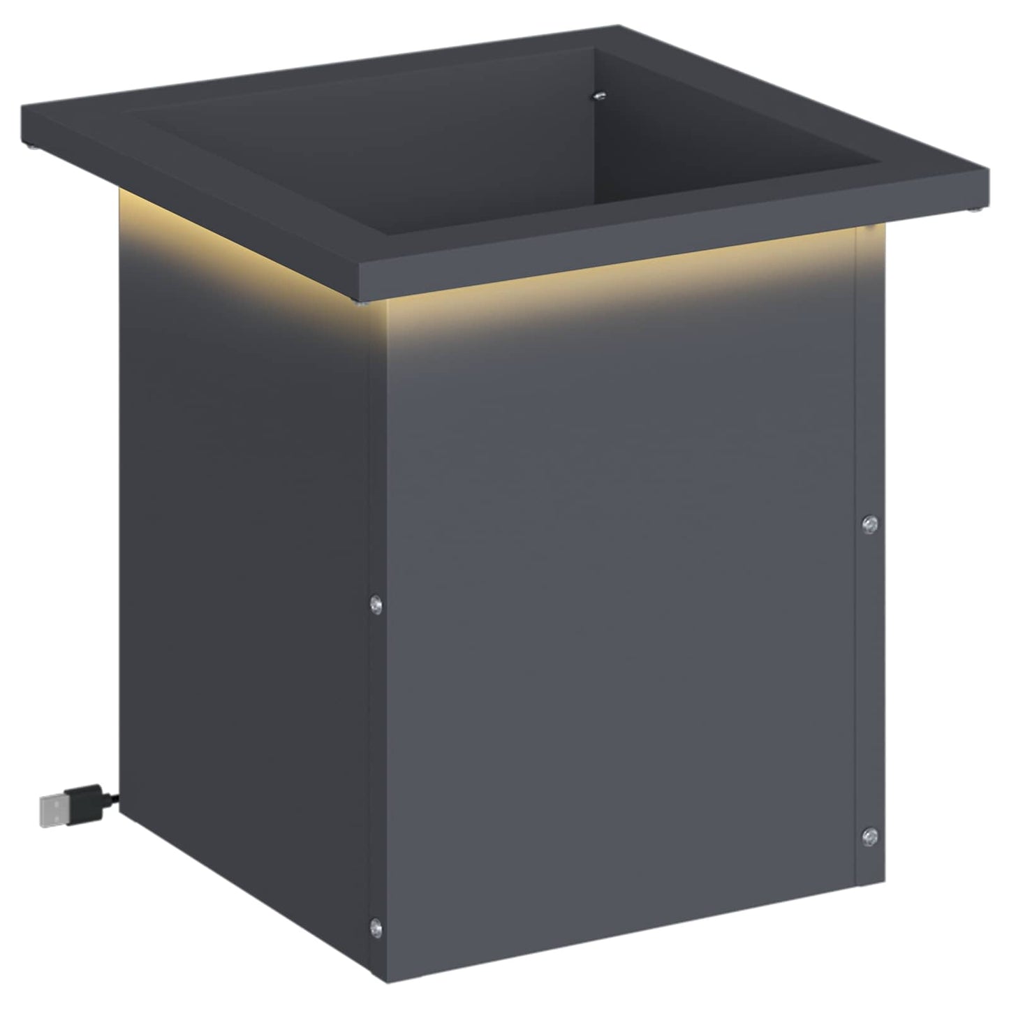 Sodo vazonas su LED Antracitas 30 x 30 x 30 cm Plienas