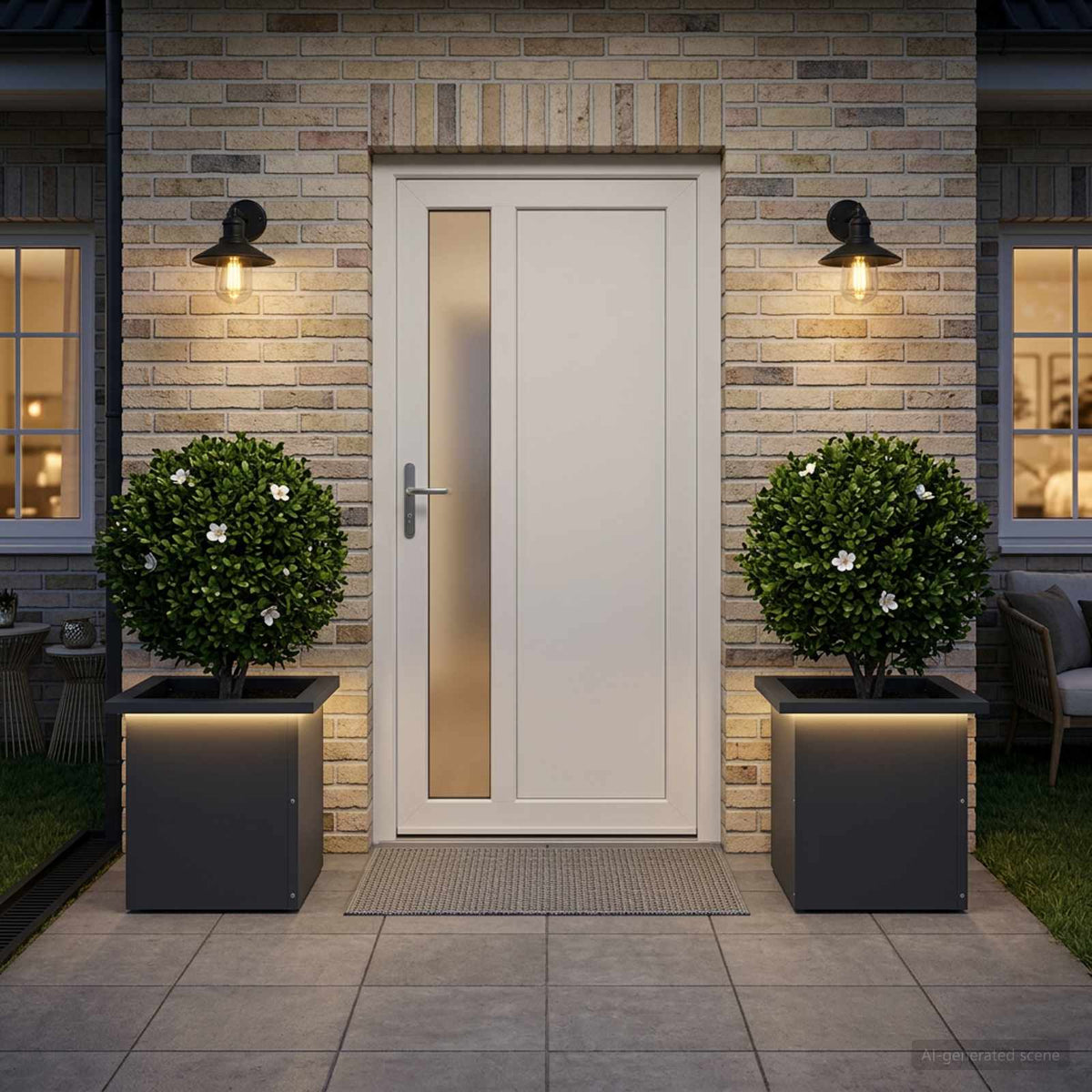 Sodo vazonas su LED 2 vnt. Antracitas 30 x 30 x 30 cm Plienas