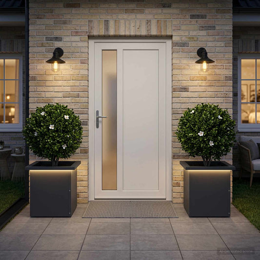 Sodo vazonas su LED 2 vnt. Antracitas 30 x 30 x 30 cm Plienas