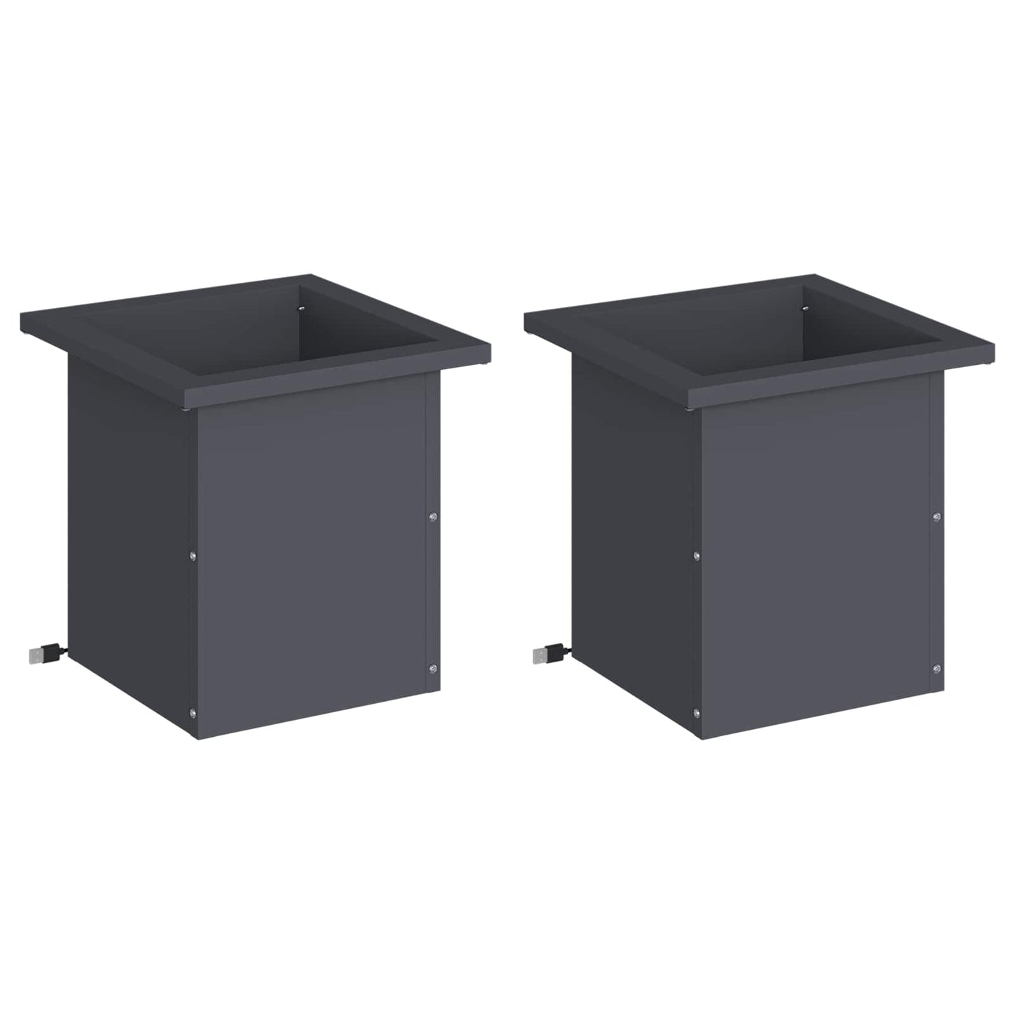 Sodo vazonas su LED 2 vnt. Antracitas 30 x 30 x 30 cm Plienas