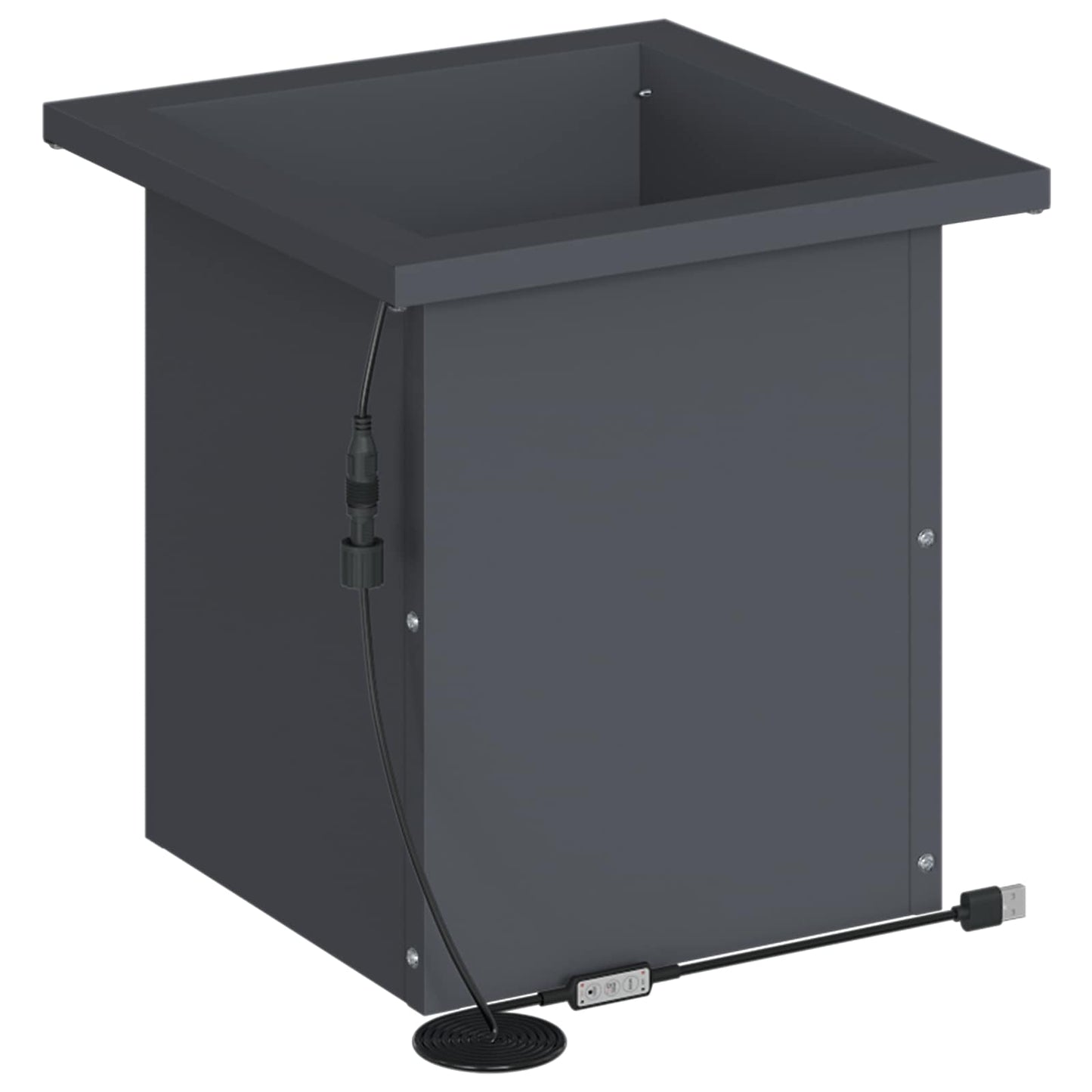 Sodo vazonas su LED 2 vnt. Antracitas 30 x 30 x 30 cm Plienas