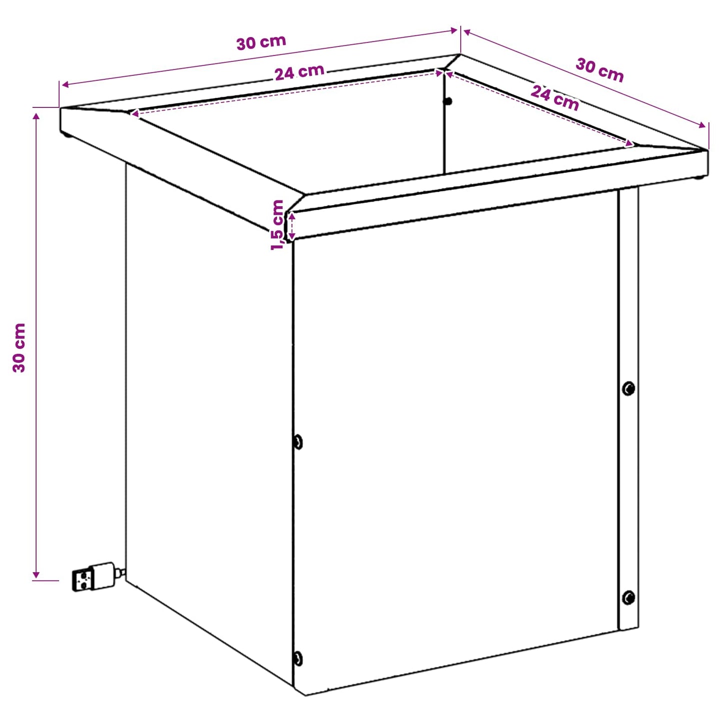 Sodo vazonas su LED Sidabrinė 30 x 30 x 30 cm