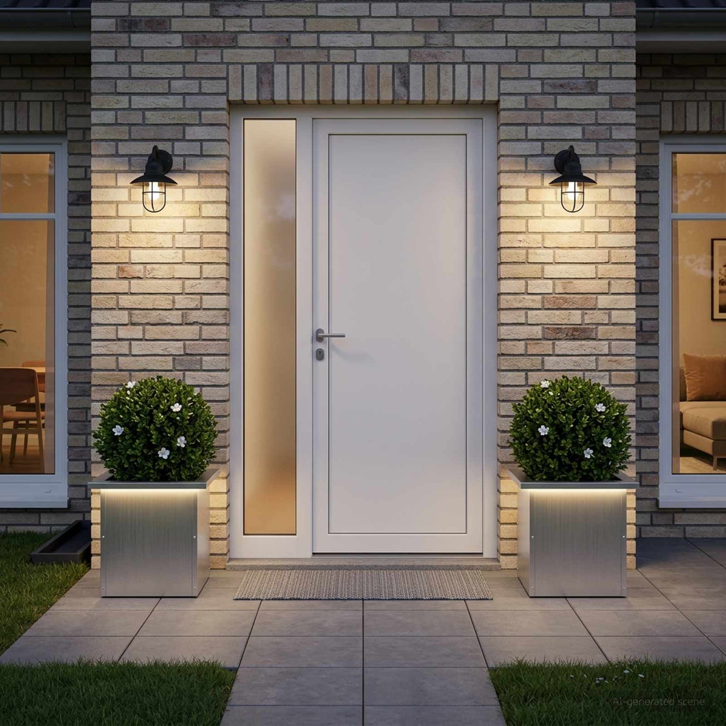 Sodo vazonas su LED 2 vnt. Sidabrinė 30 x 30 x 30 cm