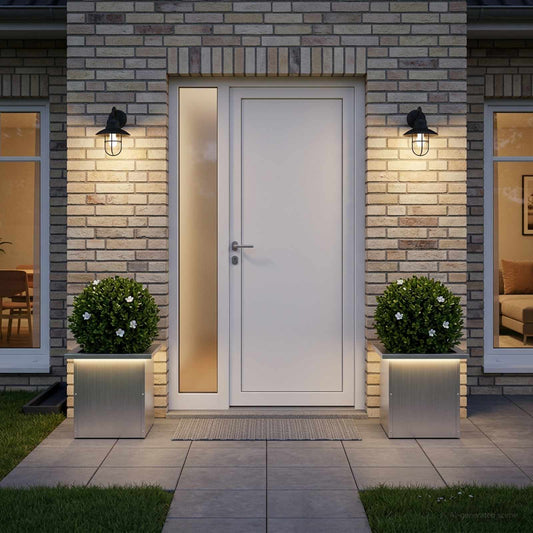 Sodo vazonas su LED 2 vnt. Sidabrinė 30 x 30 x 30 cm