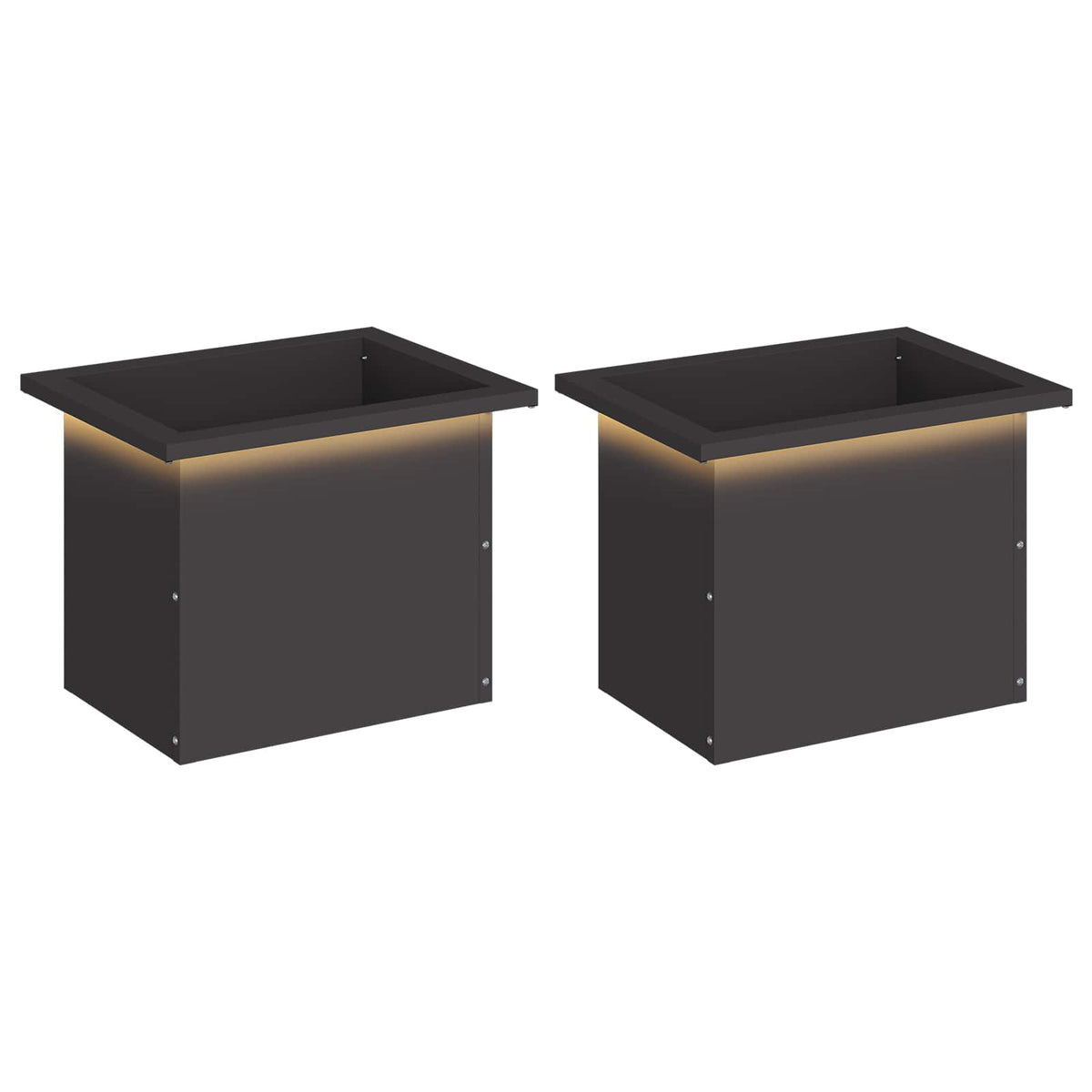 Sodo vazonas su LED 2 vnt. Juoda 30 x 40 x 30 cm Plienas
