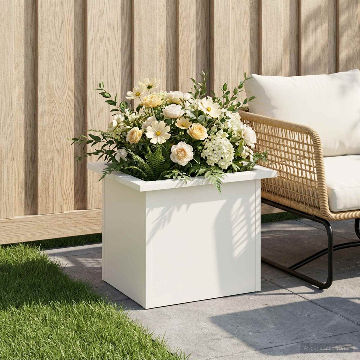 Sodo vazonas su LED Balta 30 x 40 x 30 cm Plienas
