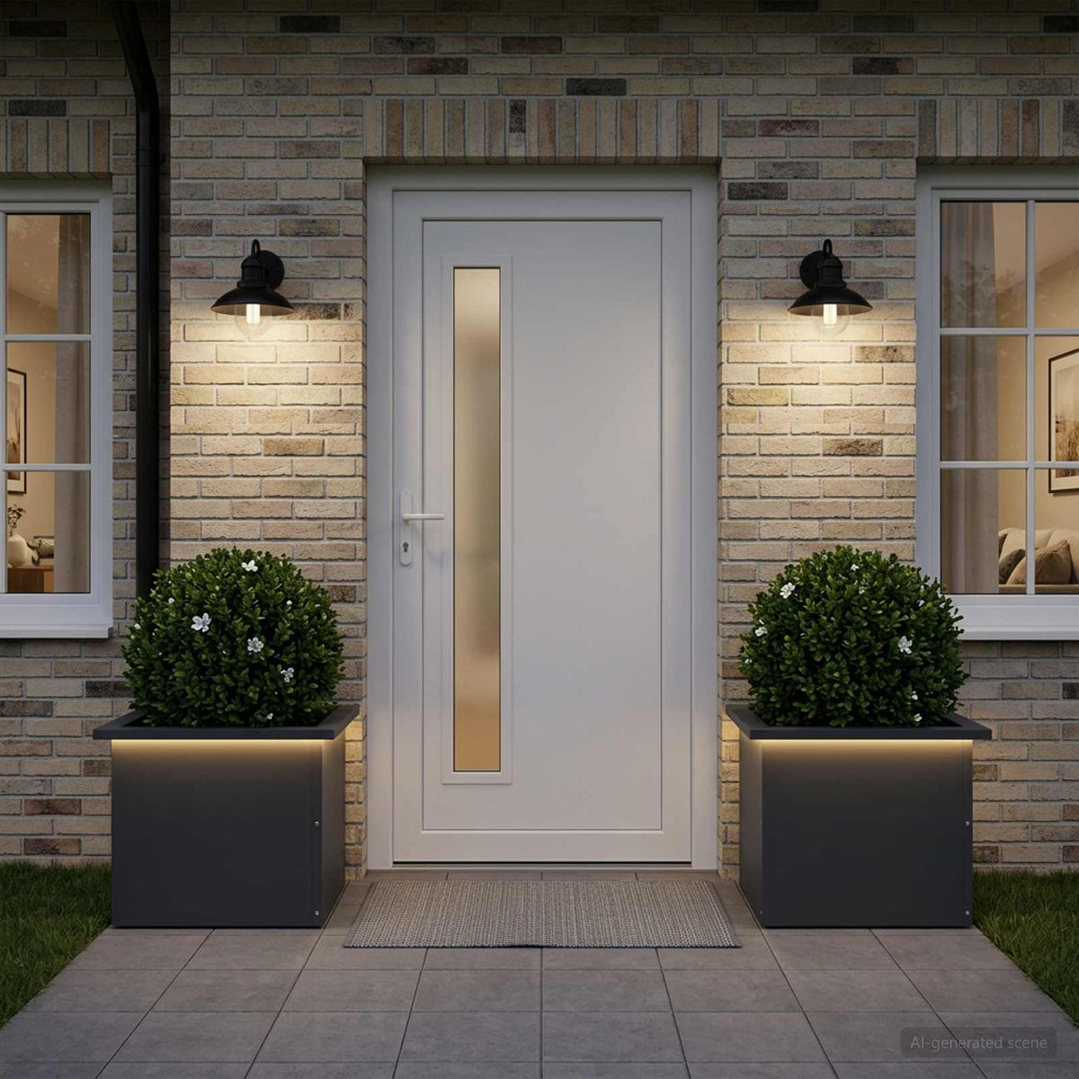 Sodo vazonas su LED 2 vnt. Antracitas 30 x 40 x 30 cm Plienas