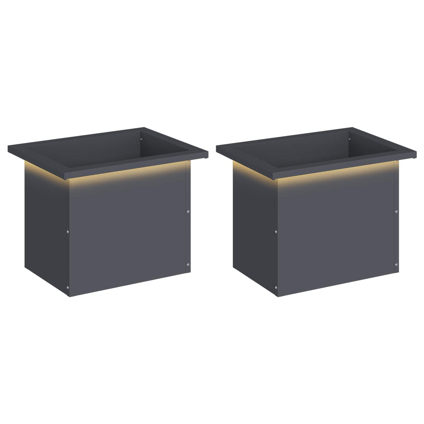 Sodo vazonas su LED 2 vnt. Antracitas 30 x 40 x 30 cm Plienas