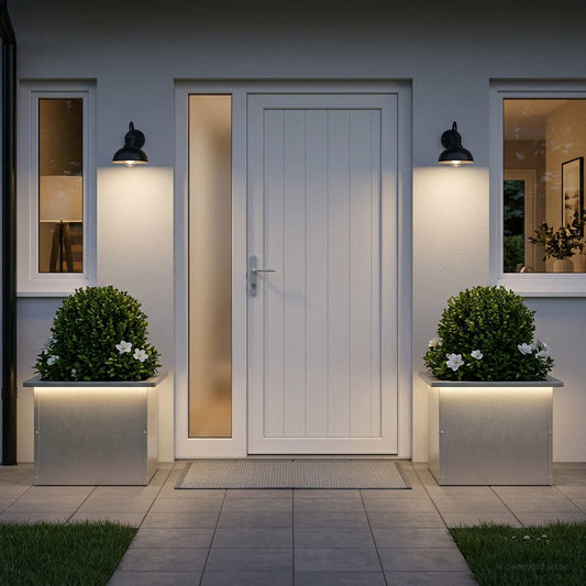 Sodo vazonas su LED 2 vnt. Sidabrinė 30 x 40 x 30 cm