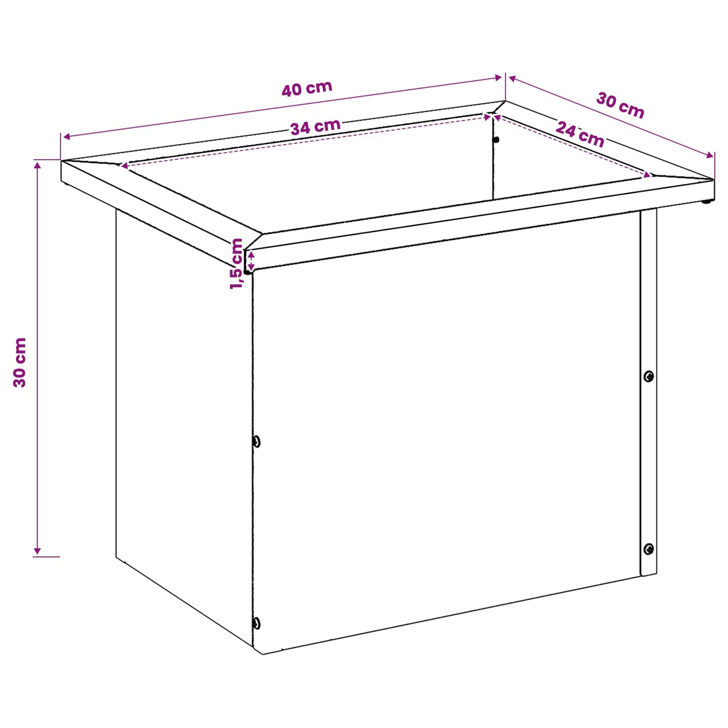 Sodo vazonas su LED 2 vnt. Sidabrinė 30 x 40 x 30 cm