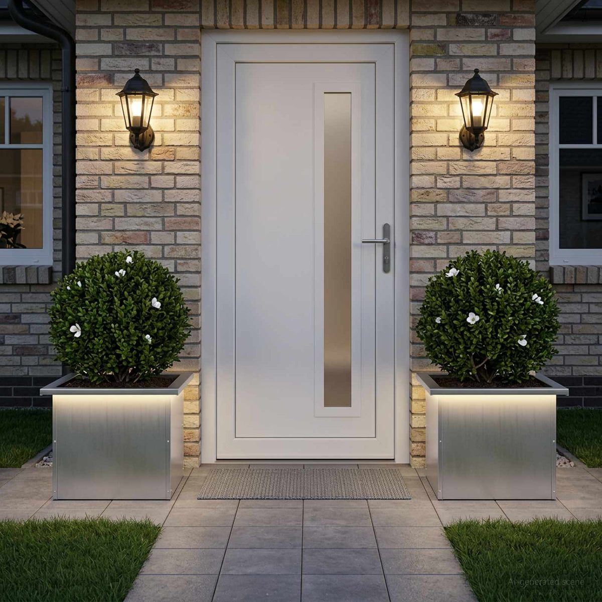 Sodo vazonas su LED 2 vnt. Sidabrinė 30 x 40 x 30 cm