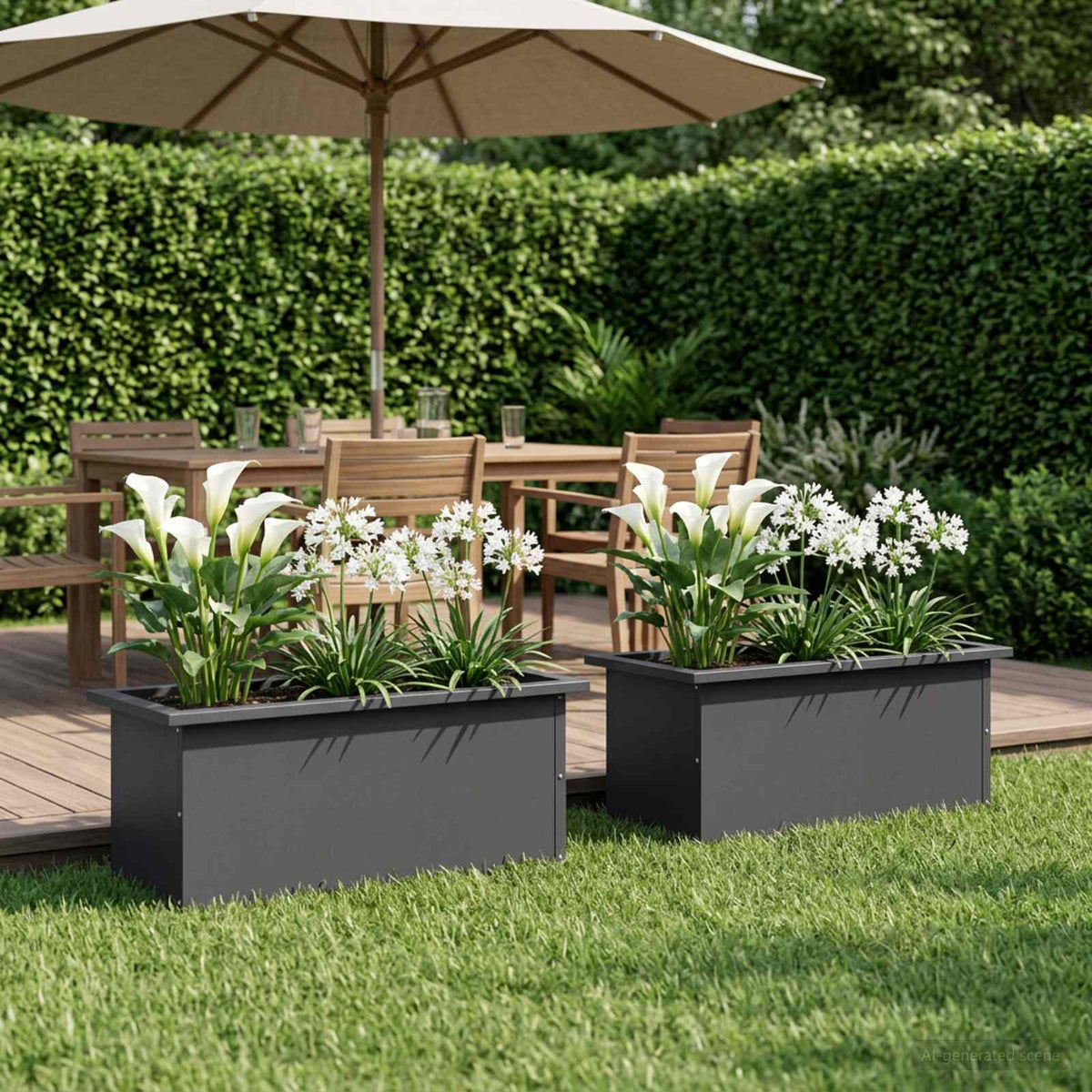 Sodo vazonas su LED 2 vnt. Juoda 30 x 60 x 30 cm Plienas