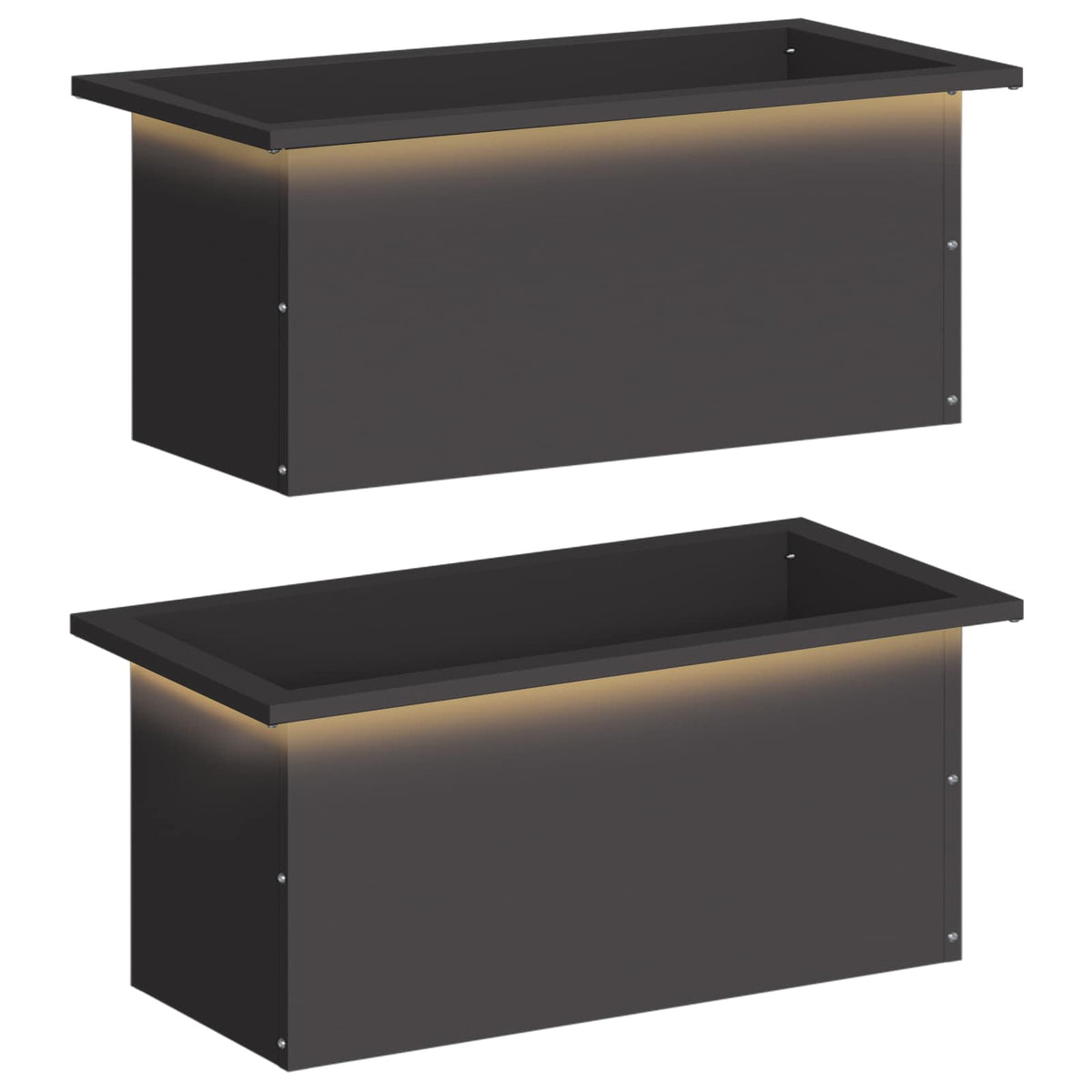 Sodo vazonas su LED 2 vnt. Juoda 30 x 60 x 30 cm Plienas