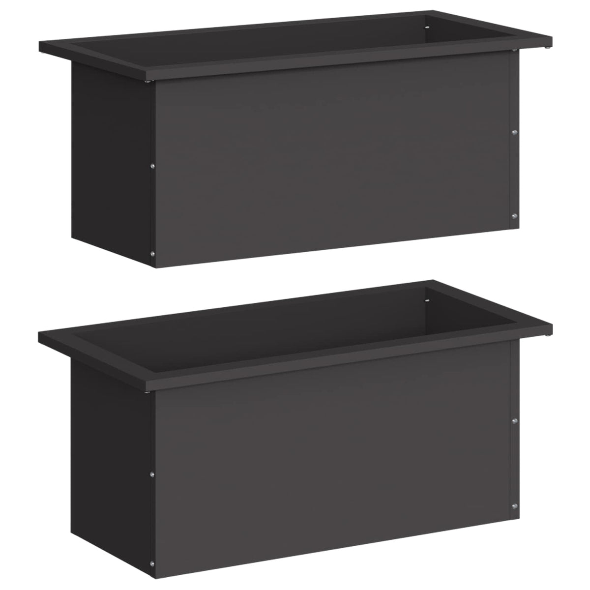 Sodo vazonas su LED 2 vnt. Juoda 30 x 60 x 30 cm Plienas