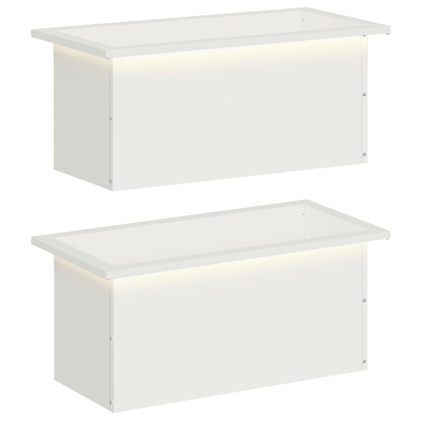 Sodo vazonas su LED 2 vnt. Balta 30 x 60 x 30 cm Plienas