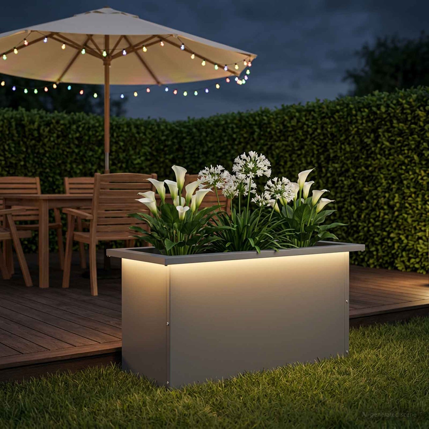 Sodo vazonas su LED Antracitas 30 x 60 x 30 cm Plienas