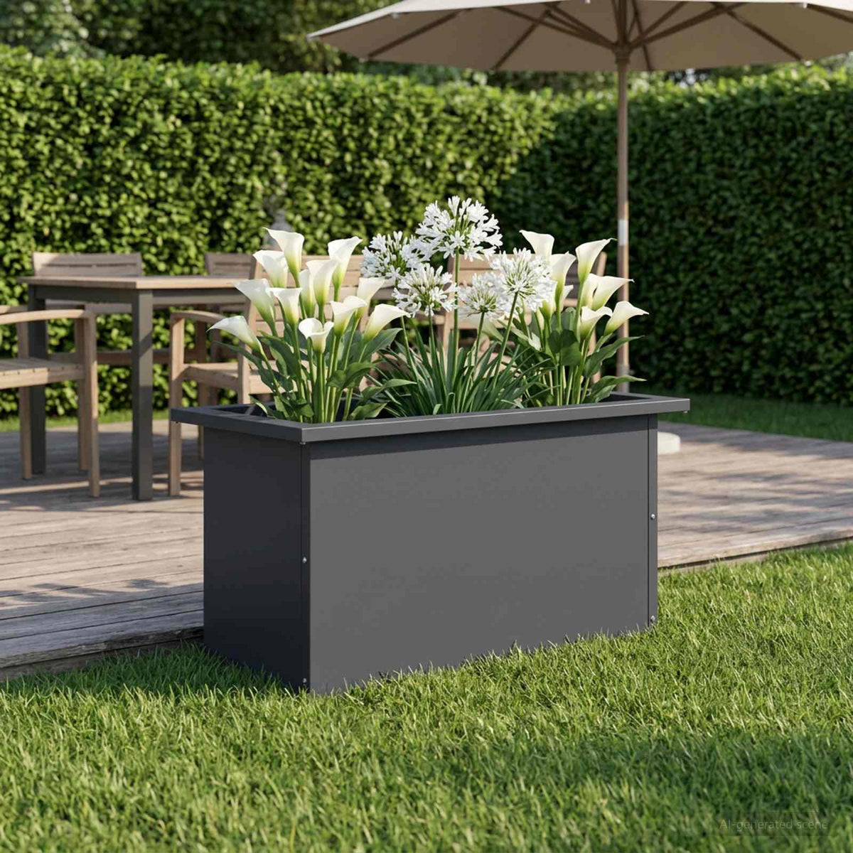 Sodo vazonas su LED Antracitas 30 x 60 x 30 cm Plienas