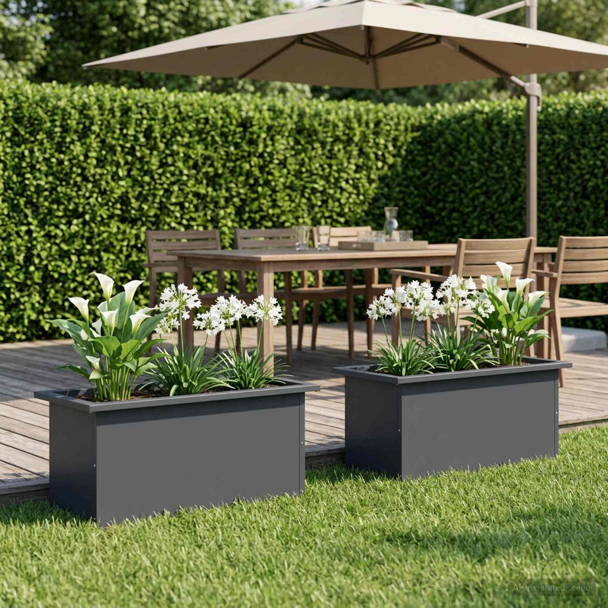 Sodo vazonas su LED 2 vnt. Antracitas 30 x 60 x 30 cm Plienas