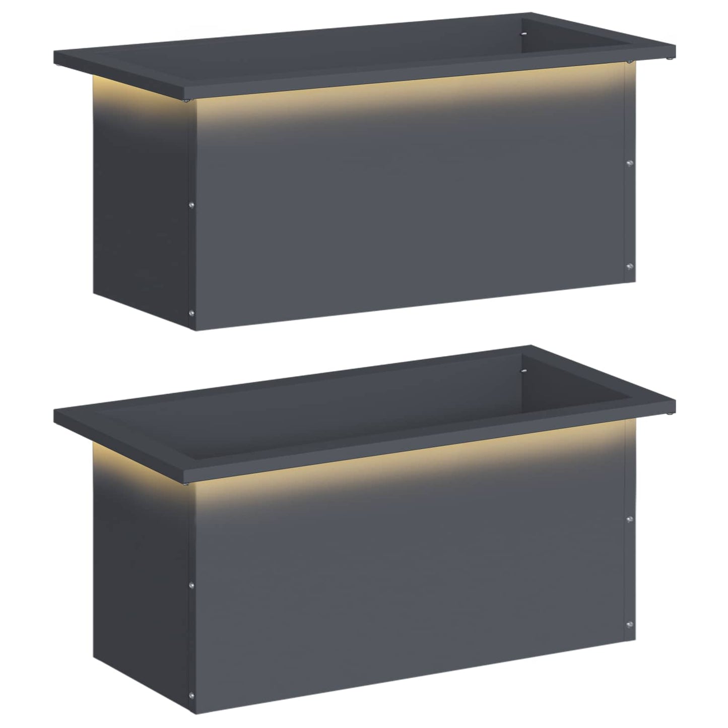Sodo vazonas su LED 2 vnt. Antracitas 30 x 60 x 30 cm Plienas