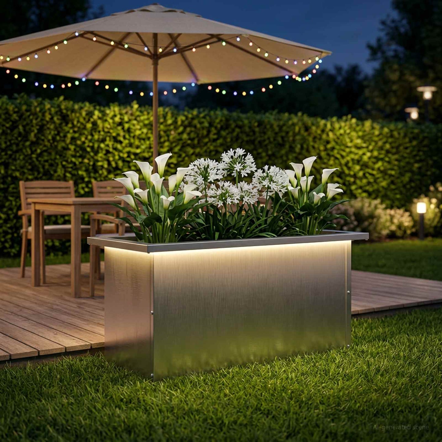Sodo vazonas su LED Sidabrinė 30 x 60 x 30 cm
