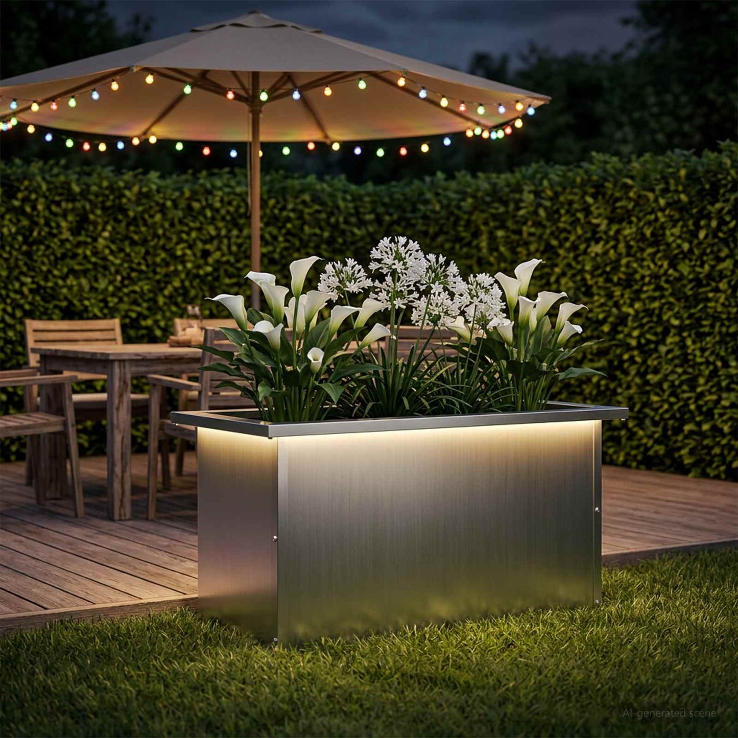 Sodo vazonas su LED Sidabrinė 30 x 60 x 30 cm
