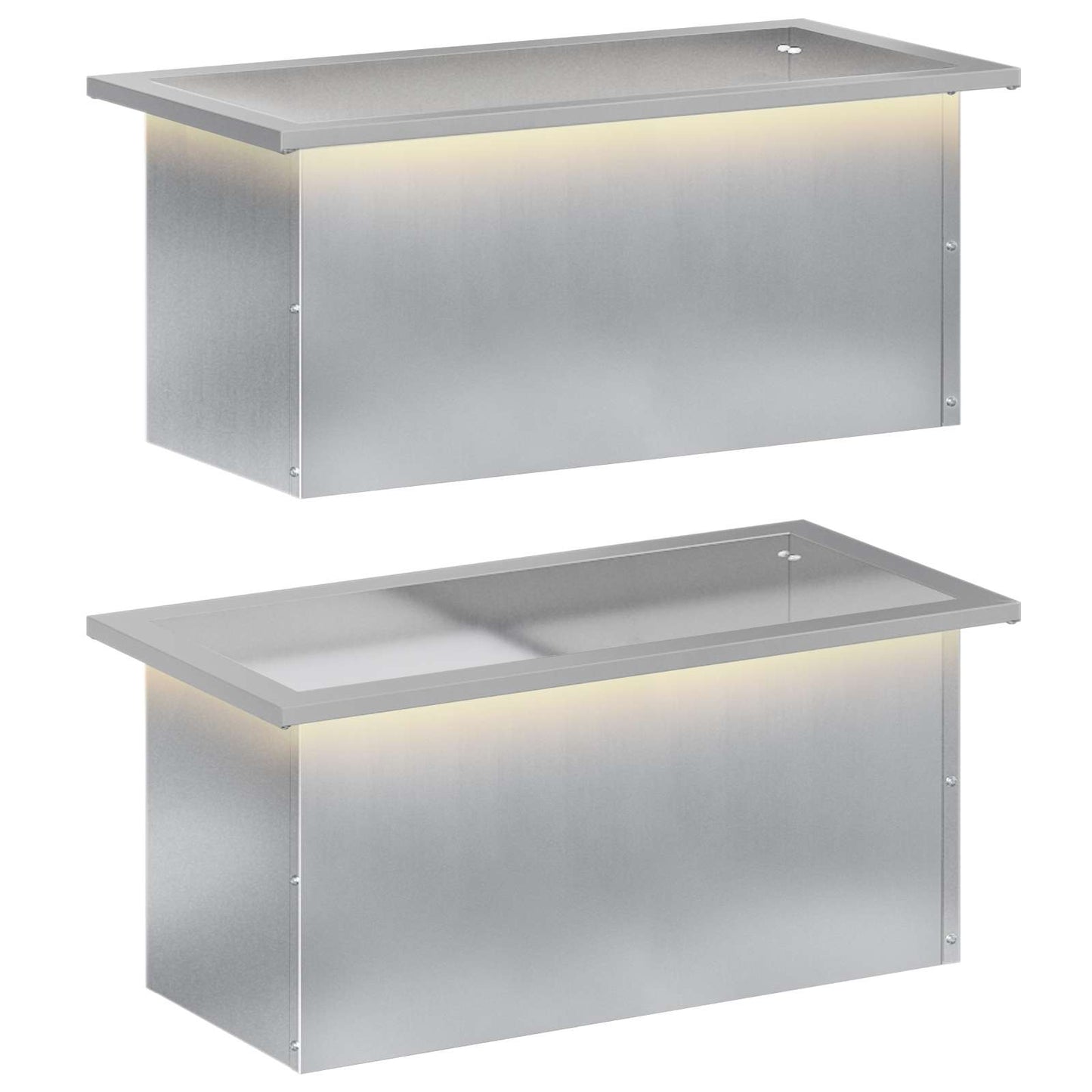 Sodo vazonas su LED 2 vnt. Sidabrinė 30 x 60 x 30 cm